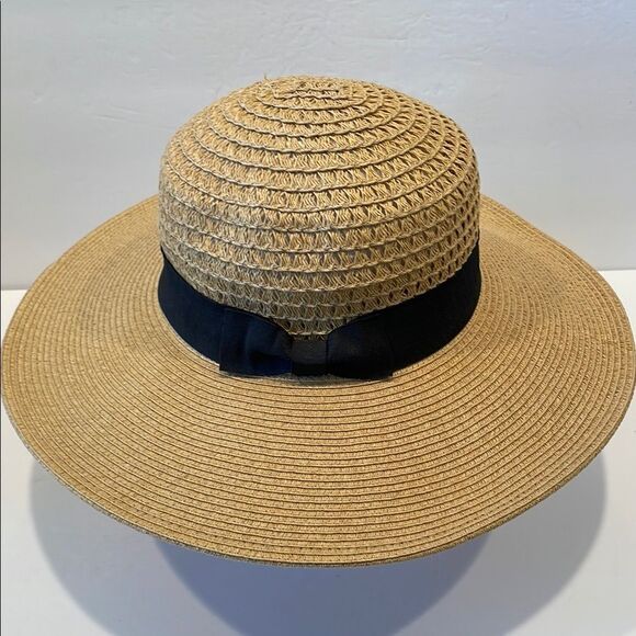 Elegant Tan Sun Hat with Black Band Nine West - Picture 9 of 9